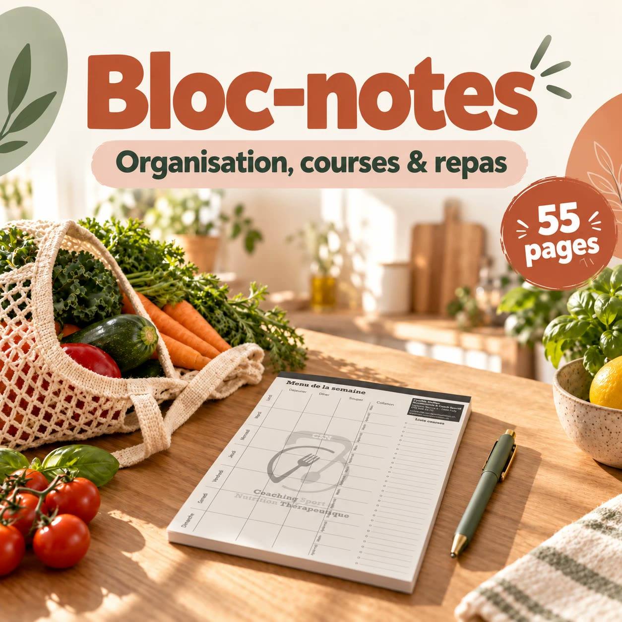 Bloc-notes organisation courses et repas, CSN